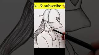  Cap girl sketch art // Daily Art Box // Daily art // #shorts #youtubeshorts #shortfeed