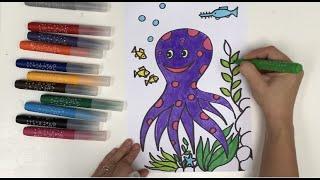 Drawing octopus. How to draw octopus. Art lessons. Painting idea. Drawing tutorial. Funny octopus.