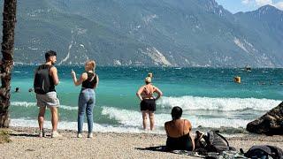 Riva del garda 4k walk, italy beach walk 4k, italy summer 2025 june 22 vlog