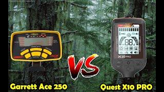 Quest X10Pro vs Garrett Ace 250  na polu testowym.