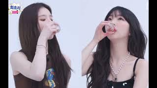 the difference between heejin and yeojin doing shots