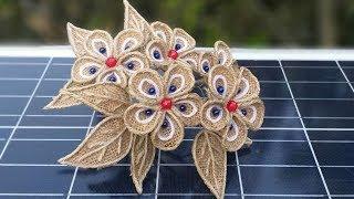 DIY Flower Stick Making with Jute Burlap | Burlap Jute Flower Decoration | Handmade Burlap Flower