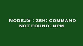 NodeJS : zsh: command not found: npm