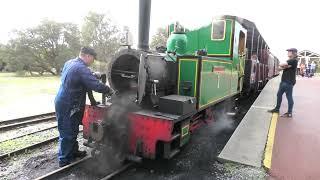 Bennett Brook Railway 85 year old steam locomotive and lots of whistles