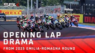 DRAMATIC OPENING LAP: A cahotic first lap in Race 1  | 2025 #EmiliaRomagnaWorldSBK 
