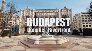 [4K UHD ] Budapest City ​​Center Walking Tour, Riverfront of the Danube River