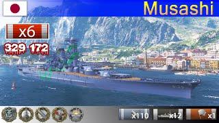  Линкор "Musashi" IX уровень Япония | ВоВС replay WoWS Gameplay Варшипс обзор 2023 Мир кораблей