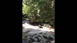 Through Twin Bridges in open canoe