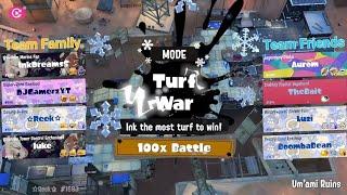 Splatoon 3 - FrostyFest - Open 100x Battle - Um'ami Ruins - Team Family vs. Team Friends - Gameplay