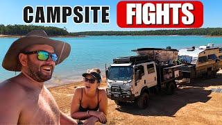 CAMPSITE FIGHTS AT AMAZING INLAND WATERFRONT CAMPS- LOW COST - Travelling Australia FULLTIME