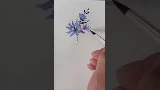How to paint watercolor cornflower (Watercolor tutorial for beginners)