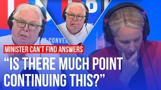 Treasury minister falls apart when asked about her own announcement