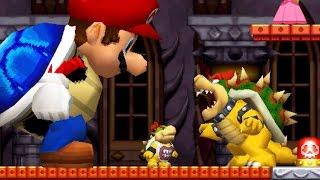 New Super Mario Bros DS - Giant Blue Shell Mario VS All Castle Bosses