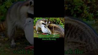 two raccoons vs Penguin #animallife #raccoon #penguin #aianimalsfacts #wildlife #shorts