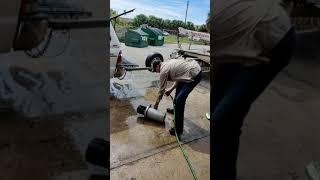 Boss man cleaning fountains