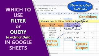 Google Sheets | FILTER | QUERY | Function | Differences | Example | Spreadsheet | Tutorial