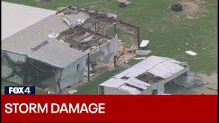 Storms drop huge hail, tear roof off bank in North Texas