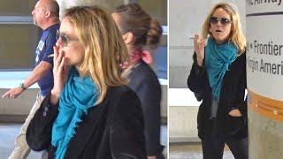 Vanessa Paradis Smokes A Cigarette After Touching Down At LAX Post-Cannes