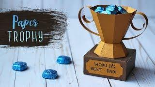 How To Make A 3D Paper Trophy for Father's Day  Fathers Day Crafts | DIY Gift Box