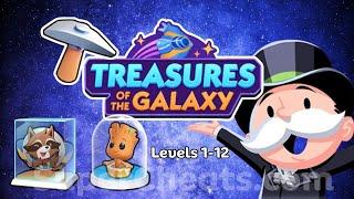 Monopoly Go Treasures of the Galaxy levels 1-12 - November 2024.