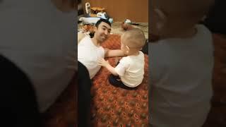 BABY RASUL WITH DADDY PLAYING #like #shorts #subscribe #trend #kz #baby#english#usa#play#dad#america