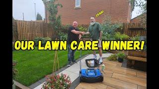 i hand delivered lawn tools to our raffle winner