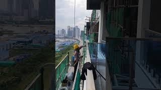 Sealant Application on Glass Balustrade Top Cover #construction