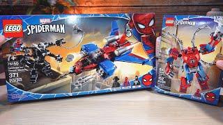 Pure builds: LEGO Spider-Man Mech + Spiderjet vs. Venom Mech 76146 76150 ASMR