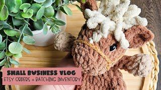 Crochet Small Business Vlog | Etsy Orders + Batching Inventory for Market Prep