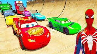 SPIDERMAN McQueen Friends Twin GODZILLA Ramp ! SUPERHEROES HULK All Disney Cars MACK TRUCK  - GTA V