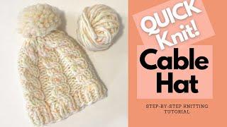 QUICK Knit Cable Hat | Step-by-Step Knitting Tutorial | Knitting House Square