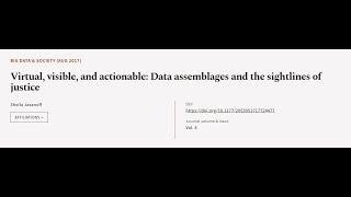 Virtual, visible, and actionable: Data assemblages and the sightlines of justice | RTCL.TV