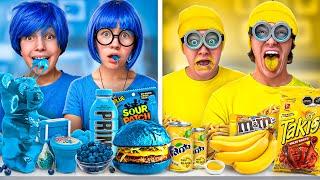 MINIONS vs INSIDE OUT One COLOR Food Challenge!