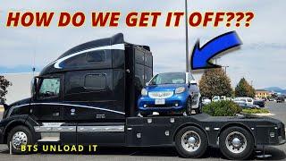 This is how we UNLOAD a Smart Car from a Semi-Truck. Could you do it? Would you want to? HDT RV