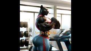 Panther female muscle growth sequence animation. #musclegrowth #furries #shorts