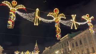 New Year lights on Nevsky Prospekt in St. Petersburg