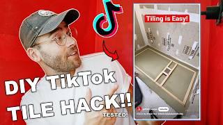 Testing TikTok Shower Floor Tile Hack!! (How To Tile Shower Floor)