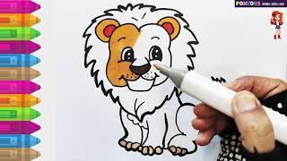 Draw And Color A Lion . Drawing for kids