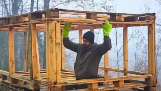 Man Builds a House with ABANDONED PALLETS in the Middle of the Forest | by @lesnoy_craft8607