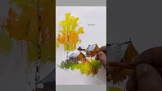 Simple and very easy watercolour | ink pen with watercolour |  demo by Prakashanputhur