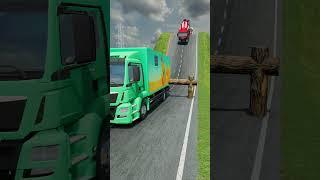 Mixed Colour Cement Trucks vs Logs Trap - BeamNG.Drive #shorts #beamngdrive #truck
