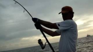 fighting a monster fish