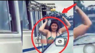 Oyibo Woman Caught On Camera Hawking Walnuts In Lagos| Cause Huge Traffic