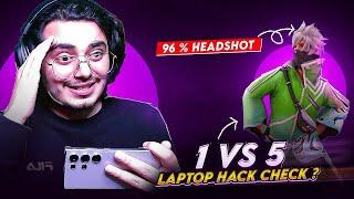 Laptop Player Hack Check ? Impossible 1 VS 5 Clutch ?| 96% Headshot Rate  Free Fire India