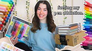 stationery haul!!️ (UNBOXING + SWATCHES) | mildliners, pentel sign brush pens, pilot G2 pens