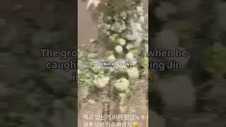 The groom's reaction when he caught his friend filming Jin instead of him #jin#suga#jhope#rm#v#jk#ji