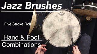Drum Five Stroke Roll “Hand & Foot Combinations” With Brushes | Jazz #shorts