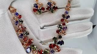 Комплект "Цветы Мультиколор" с кристаллами Swarovski