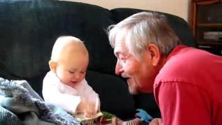 Kisses for Grandpa!