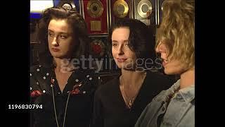 Bananarama Sara Dallin, Jacquie O'Sullivan and Keren Woodward after a recording of "Band Aid" 1989